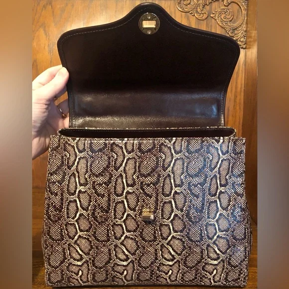 NWT-Brahmin-Rene-Expresso Caswell Satchel-Non Melbourne Croc-Mini Python-$395 - Picture 7 of 16